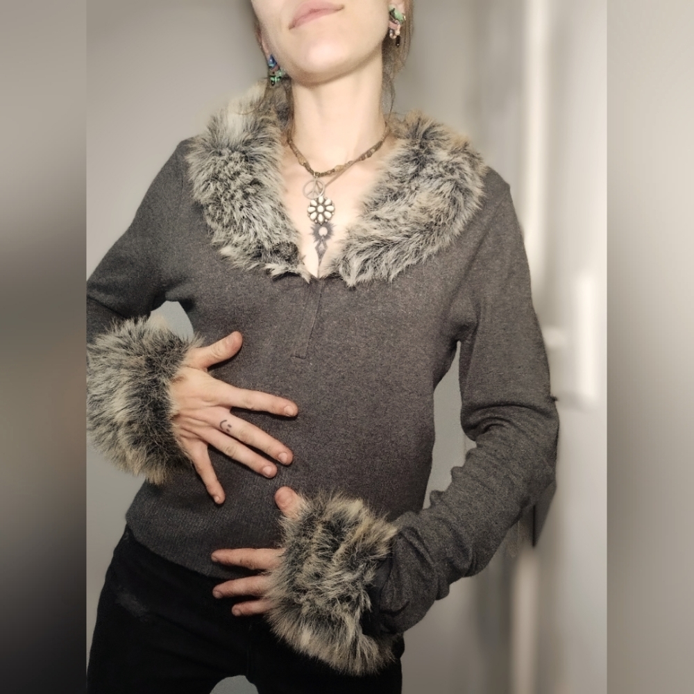 Woman's faux fur blouse